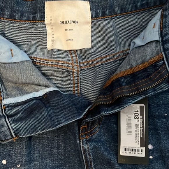 ONE TEASPOON 2020 HIGH WAIST DENIM MINI SKIRT BLUE MOON - Picture 2 of 4